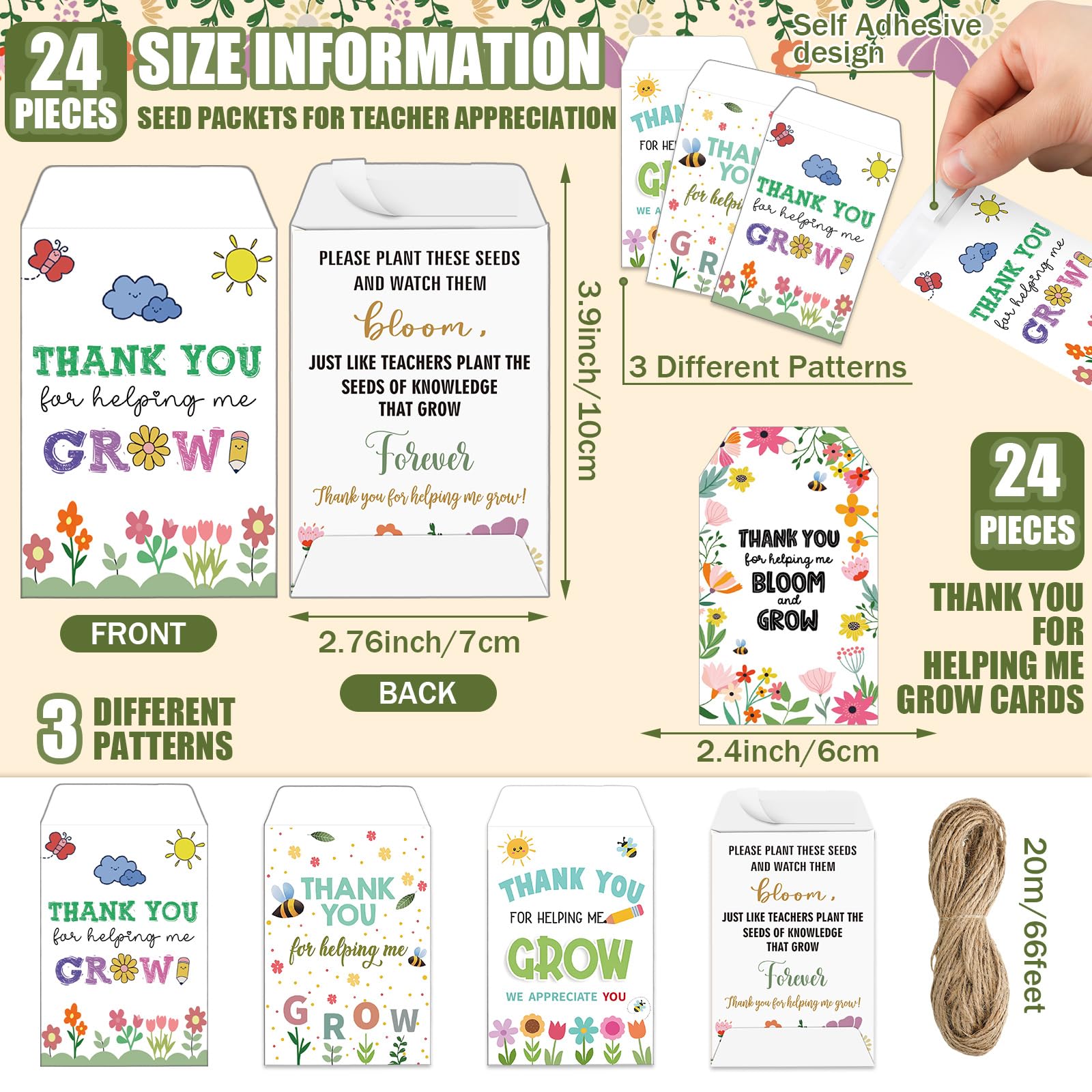 Reallnaive adhesive seed packet detail with printed thank-you message for personalization