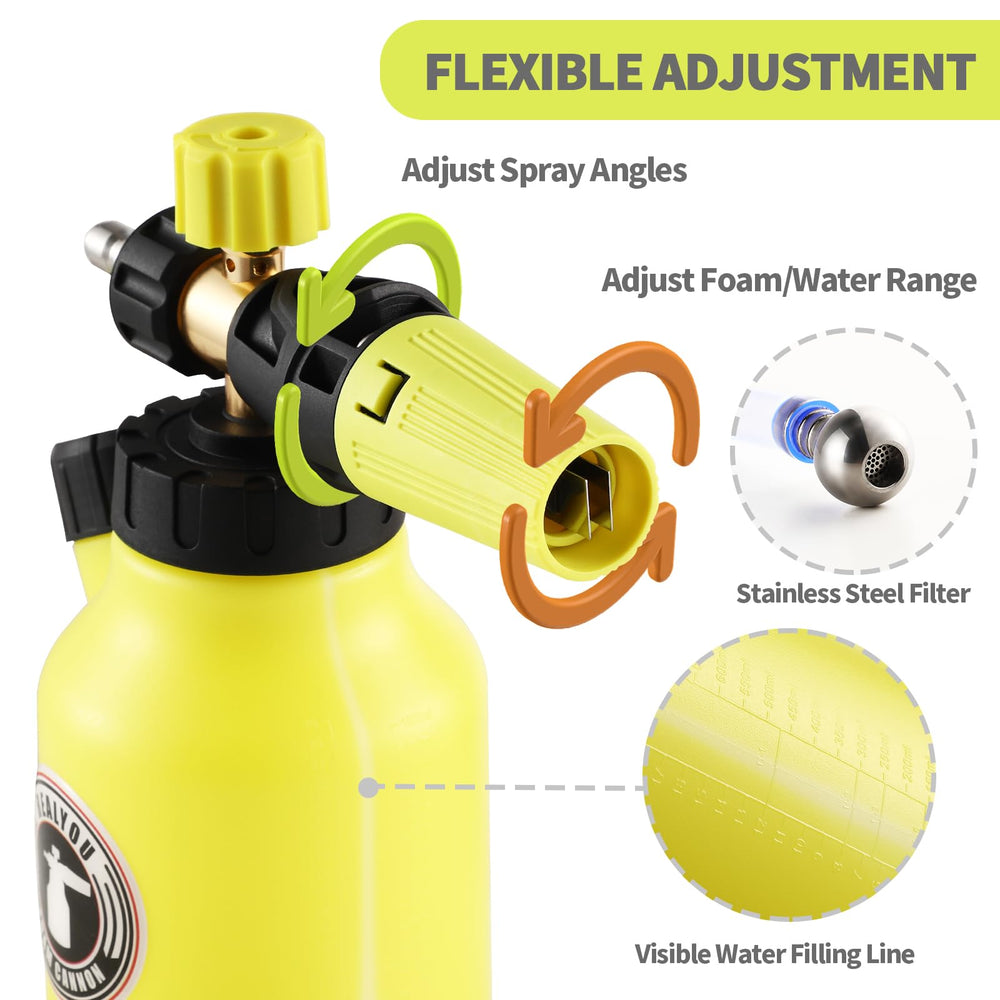 REALYOU foam cannon close-up of two-way shuttle valve for fast tool switching