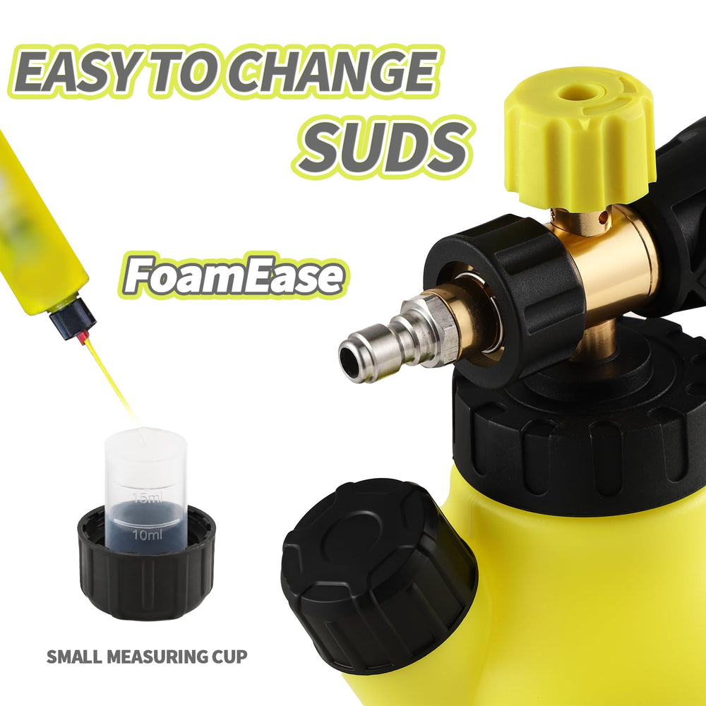 REALYOU foam cannon next to ruler showing size and easy storage benefit