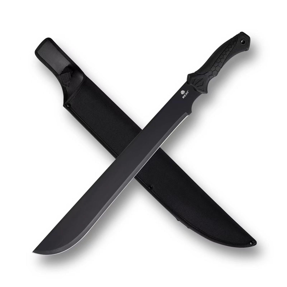 REAT machete front view showing full 24-inch blade and tip for efficient cutting