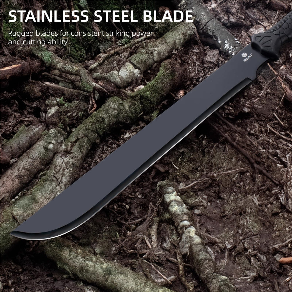 REAT machete non-slip rubber handle close-up for secure comfortable grip