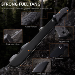 REAT machete stored in sheath for safe transport and quick access benefit