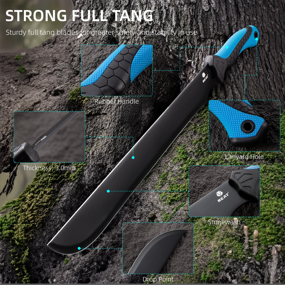 REAT machete secured in sheath for safe transport and quick access