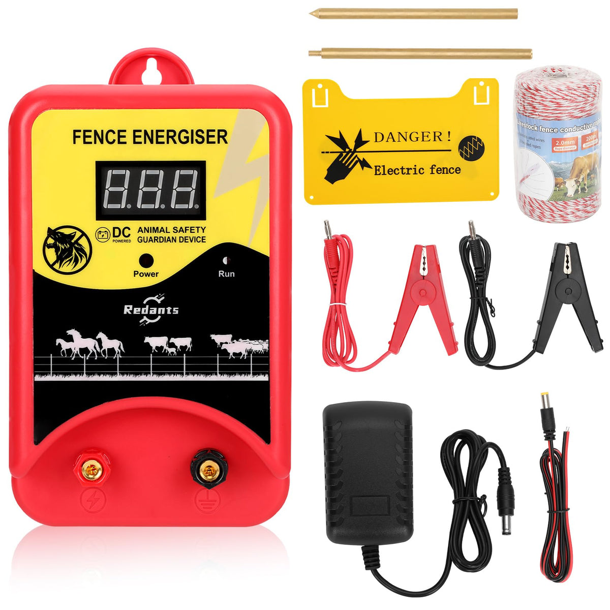 Redants energizer front panel showing controls and secure enclosure for easy monitoring