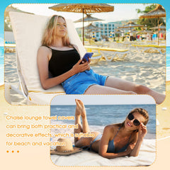 Redbaker lounger cover in use with person relaxing and pockets holding essentials