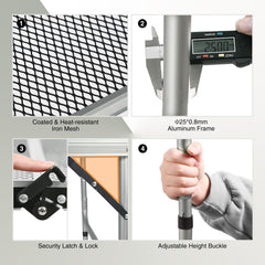 REDCAMP adjustable leg detail demonstrating two-height settings for ergonomic cooking