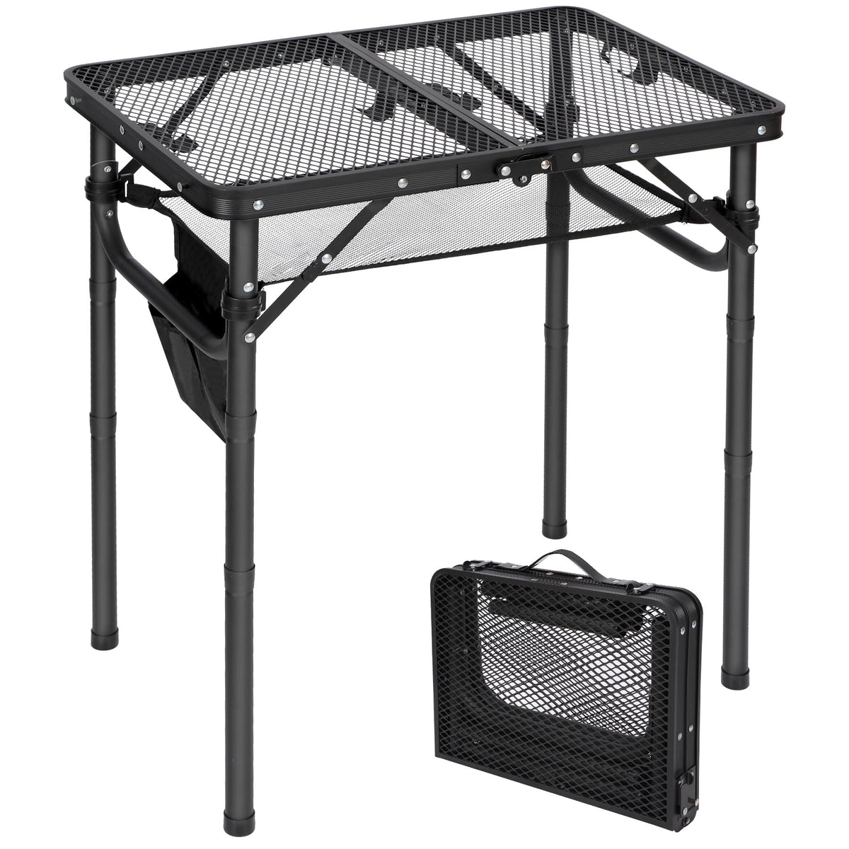 REDCAMP front view of folded grill table showing compact pack and portability