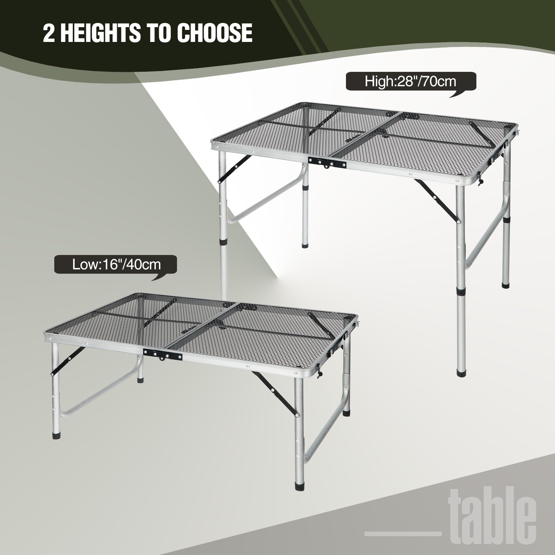 REDCAMP table in use with camping grill illustrating stable cooking surface outdoors