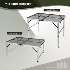 REDCAMP table in use with camping grill illustrating stable cooking surface outdoors