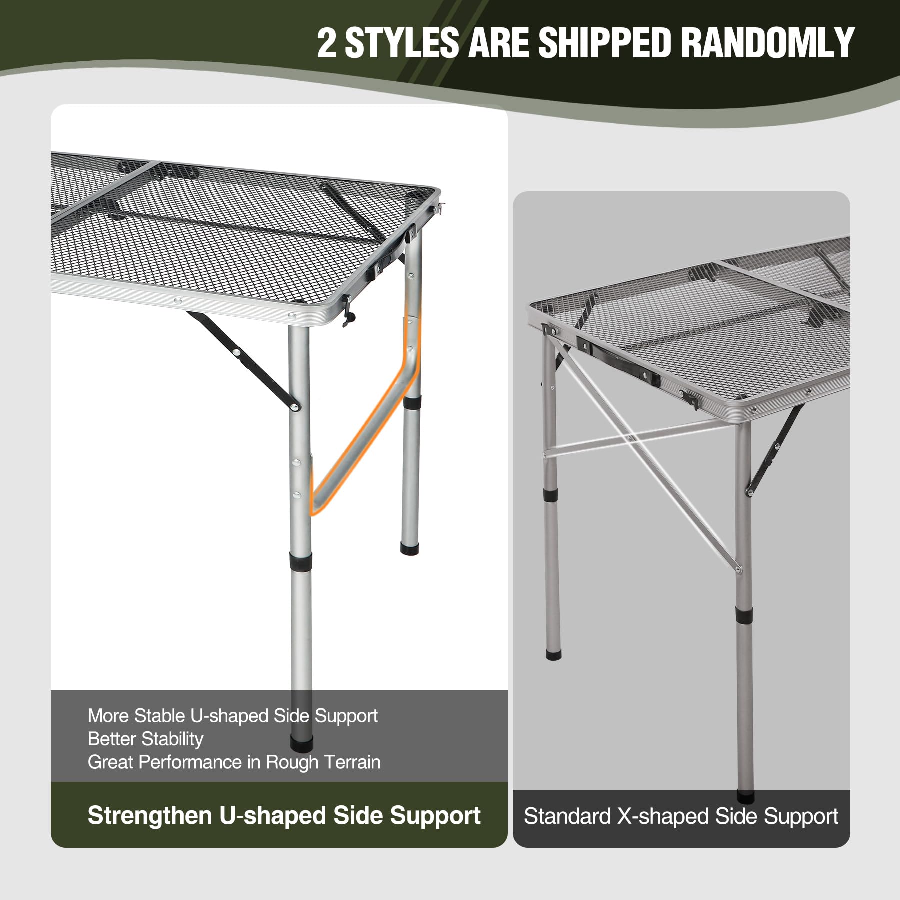 REDCAMP side table accessory attached to frame offering extra prep space