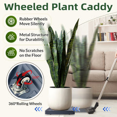 REDHUGO plant caddy in living room demonstrating easy repositioning and decor fit