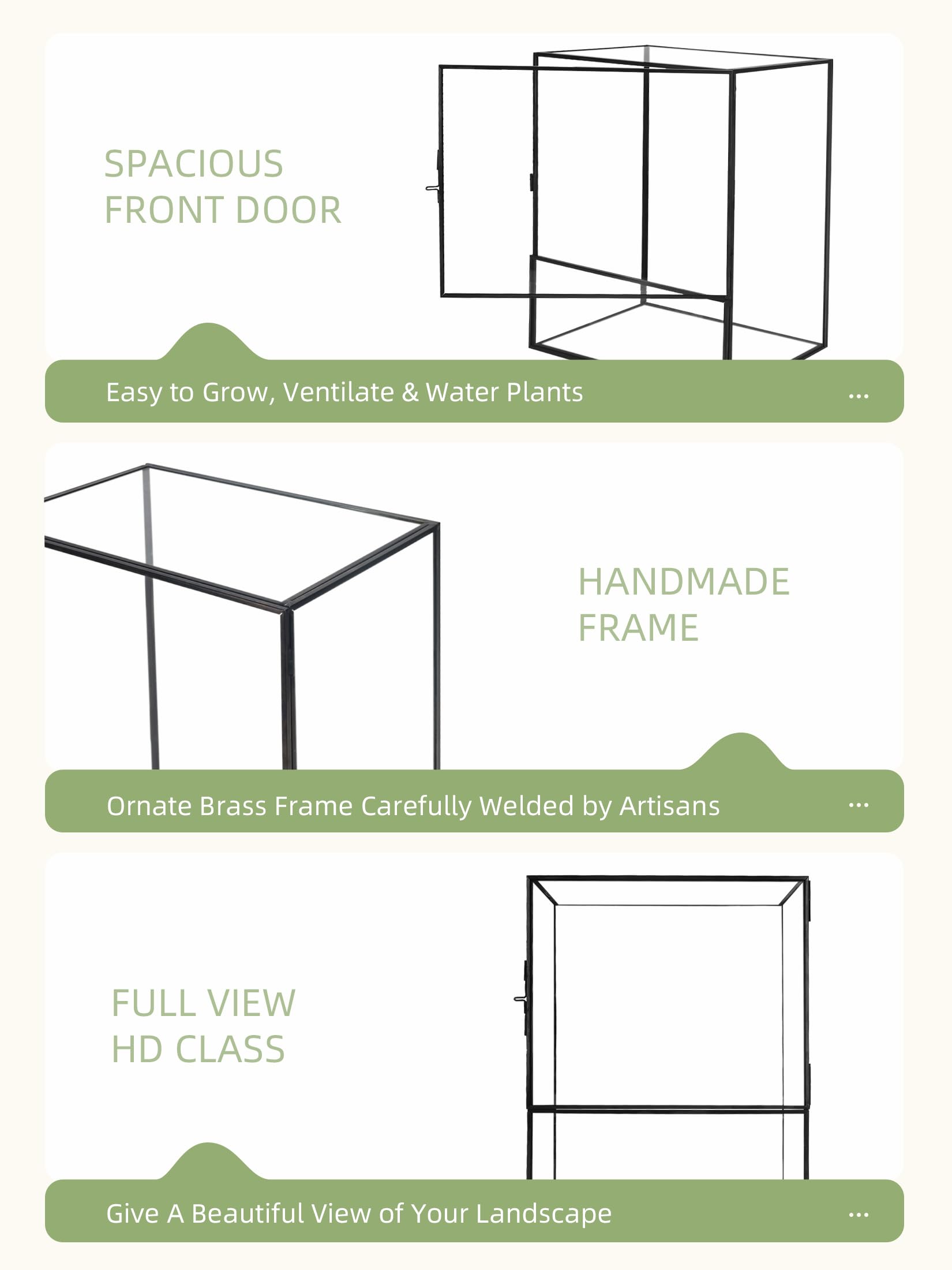 REDHUGO terrarium beside book showing scale benefit: compact tabletop size