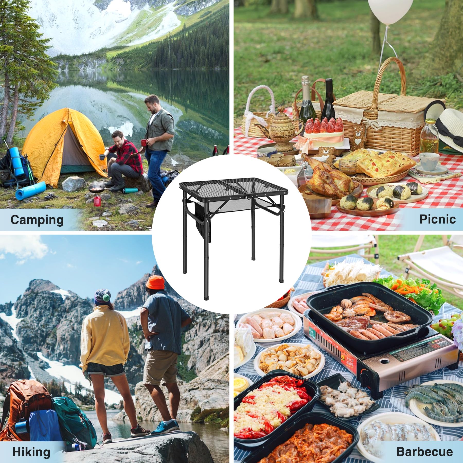 RedSwing table beside a portable grill demonstrating safe prep space outdoors