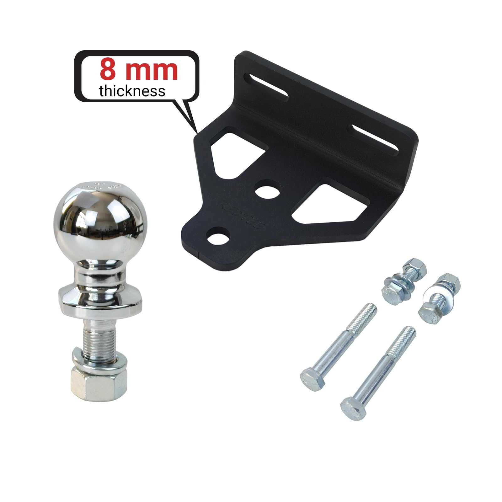 REDTEE chrome 2" hitch ball close-up highlighting corrosion resistance and secure coupling