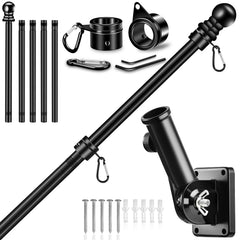 REERON 6ft flag pole full view showing sturdy black finish and length benefit