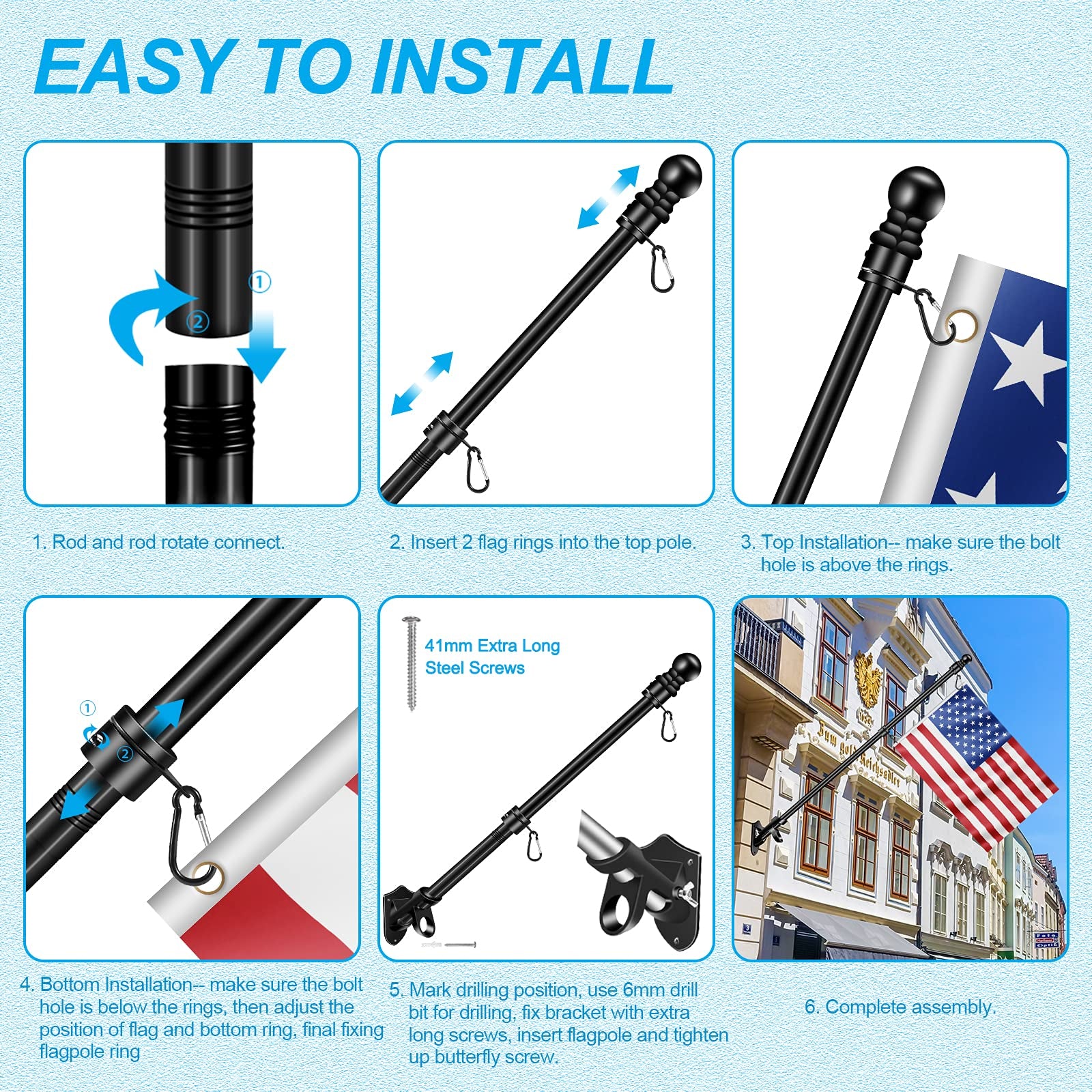 REERON flag attached by carabiners showing quick secure connection