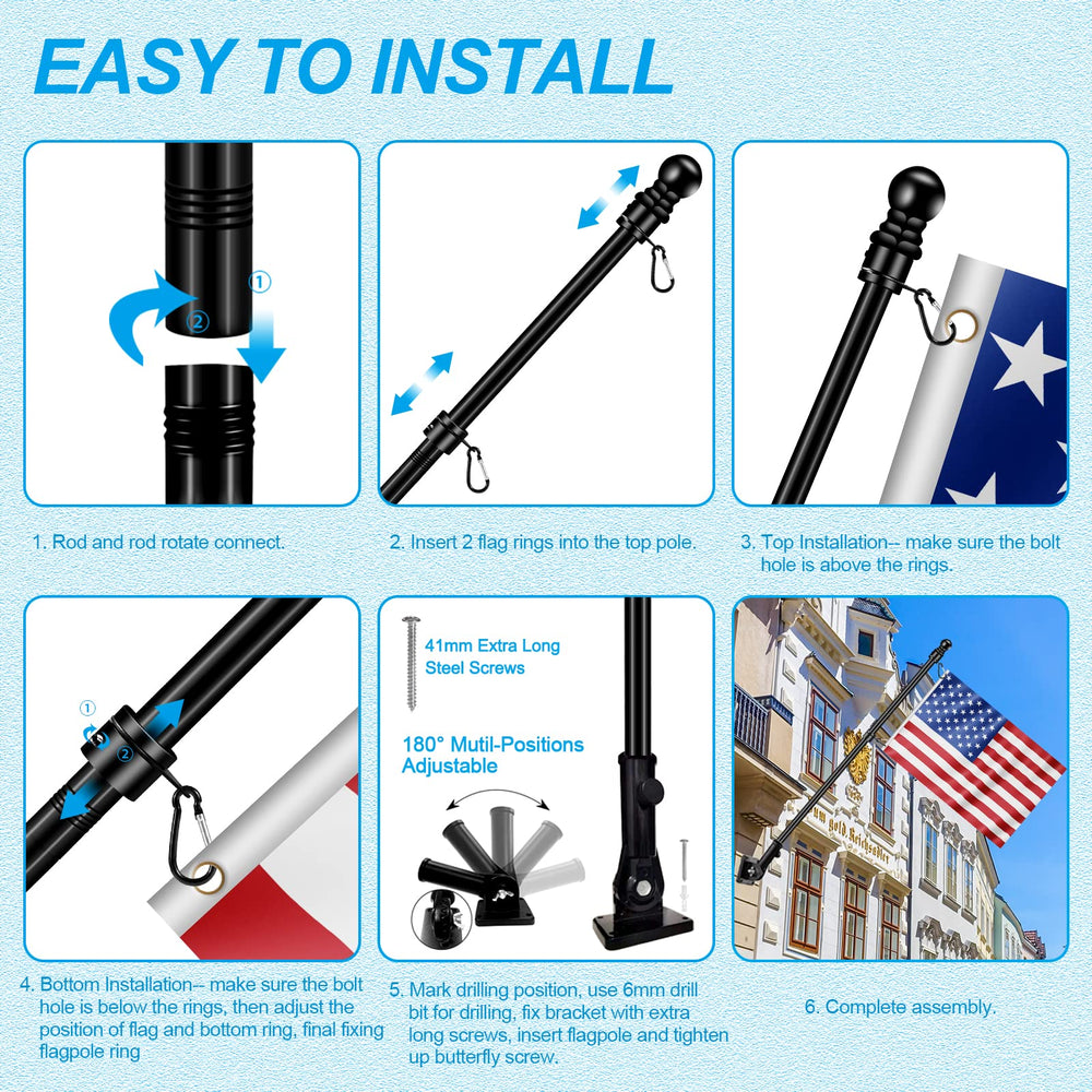 REERON pole mounted on house porch showing clear flag display and visibility benefit
