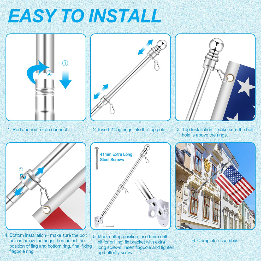 REERON lifestyle image of pole mounted on porch illustrating visible flag display