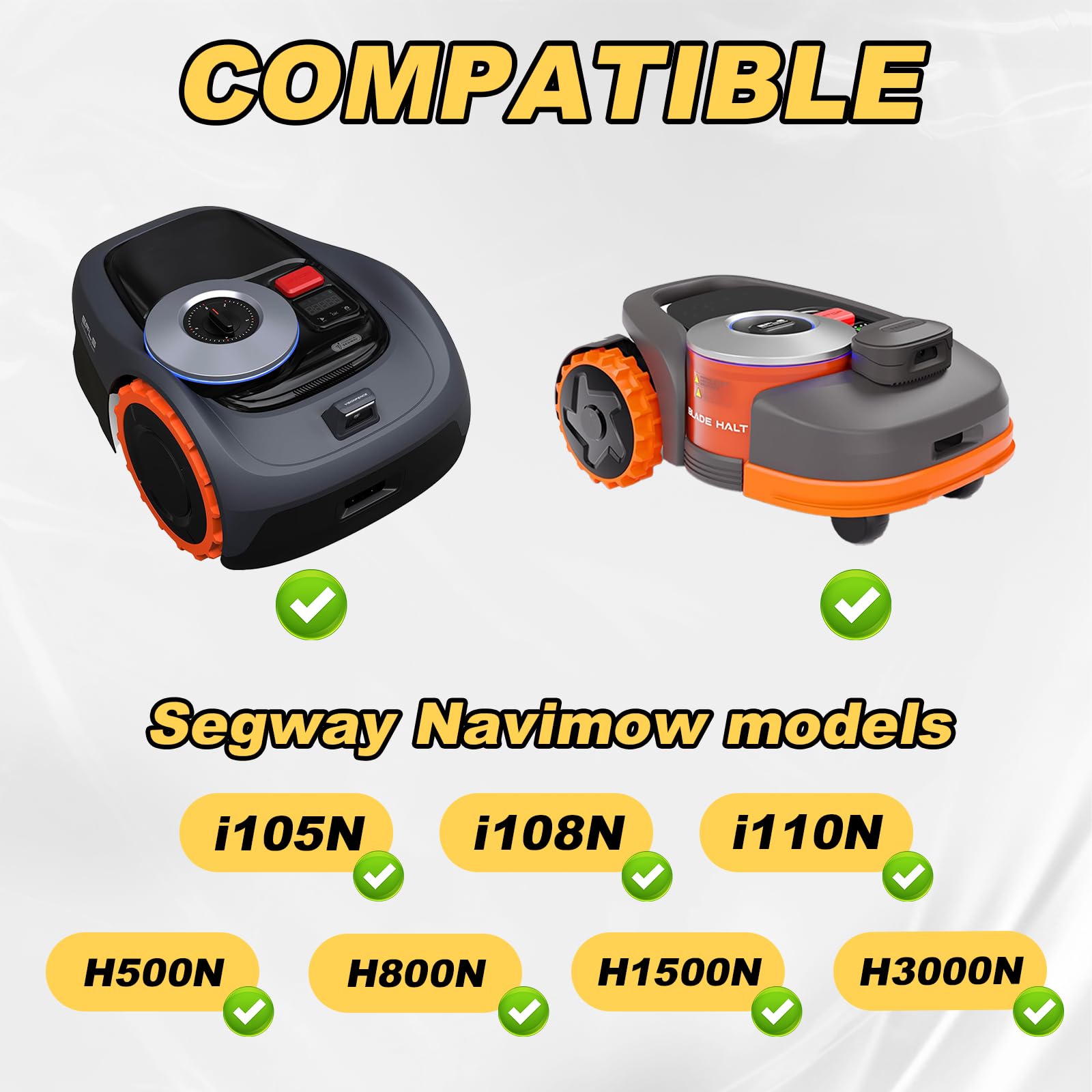 REEYEAR blade mounted on Navimow demonstrating secure fit and reduced vibration