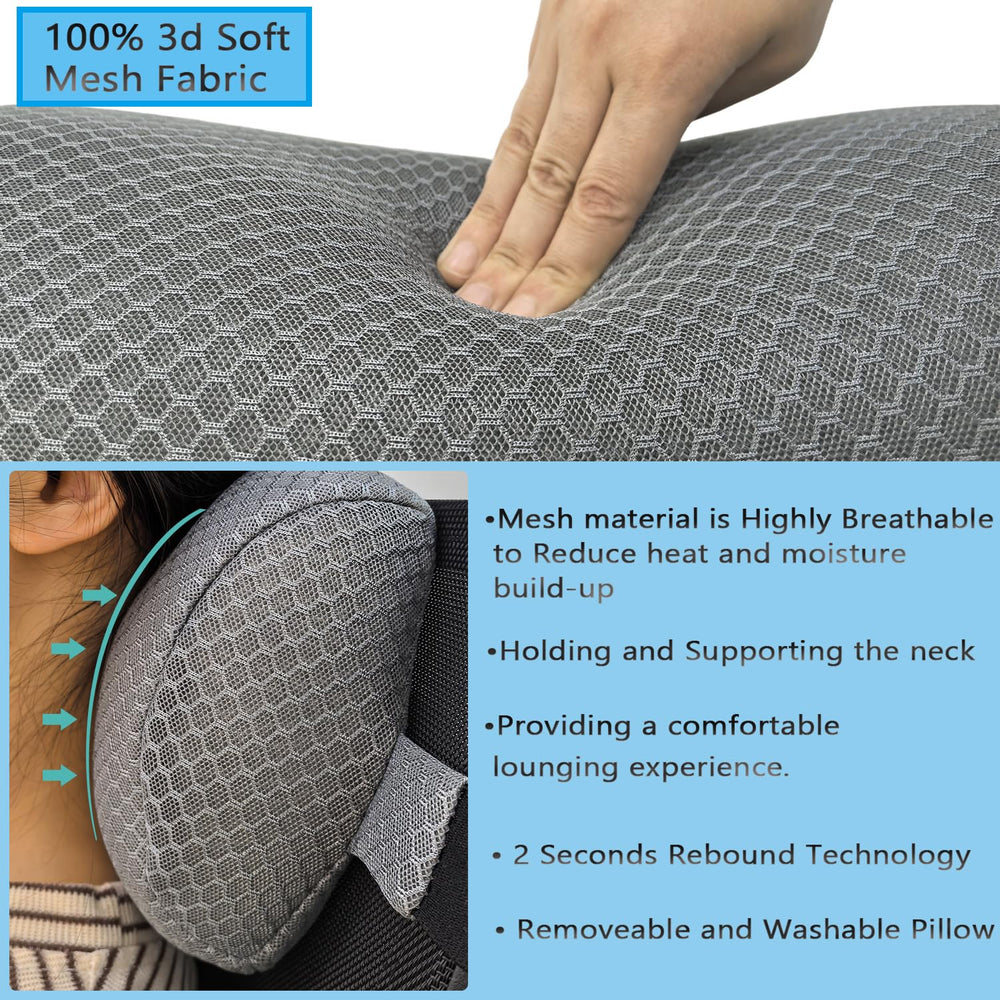 REEZEIVI headrest on chaise lounge demonstrating improved neck comfort