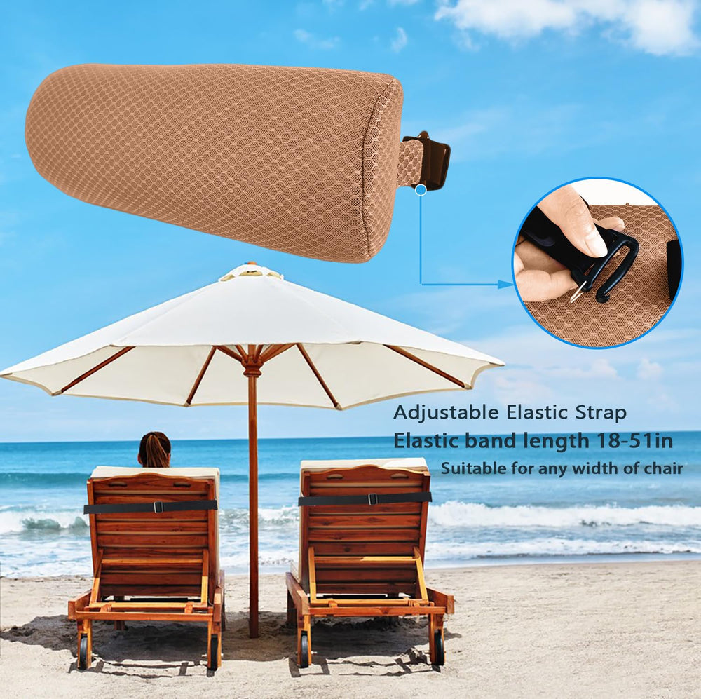 REEZEIVI pillow placed on patio chaise lounge for comfortable lounging
