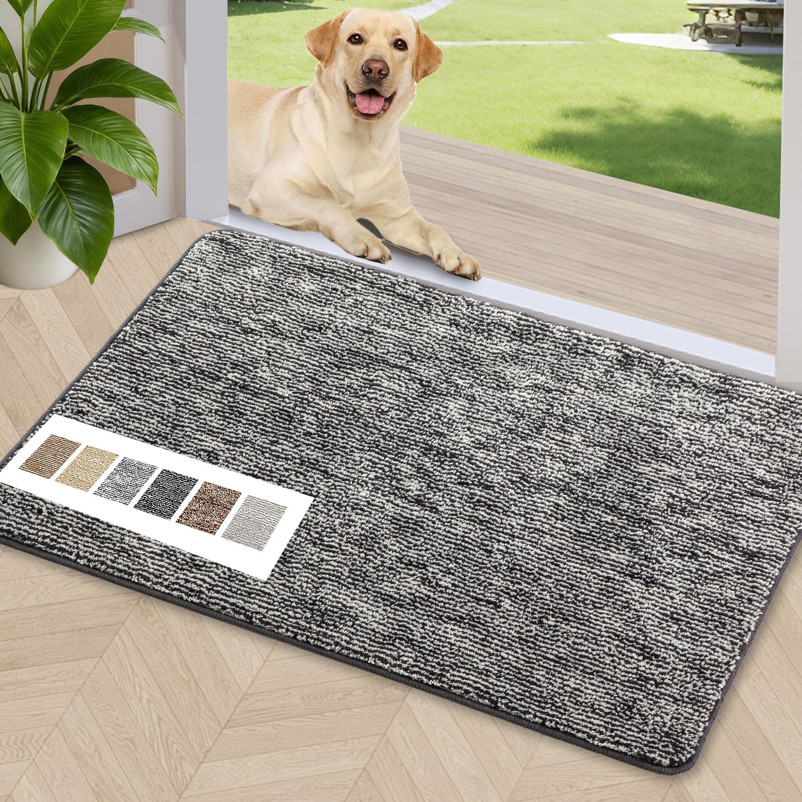REFETONE front view showing black entryway mat protecting floors