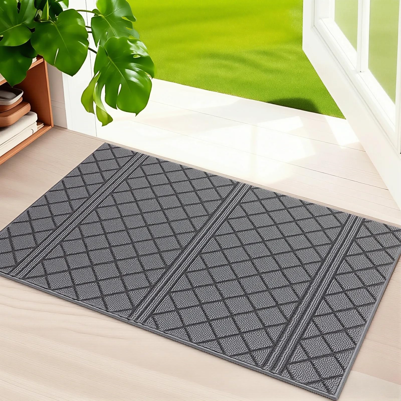 REFETONE front view grey doormat showing full 24x36 coverage and clean finish