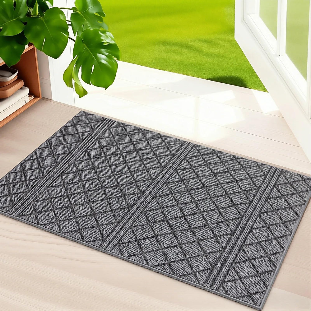REFETONE front view grey doormat showing full 24x36 coverage and clean finish