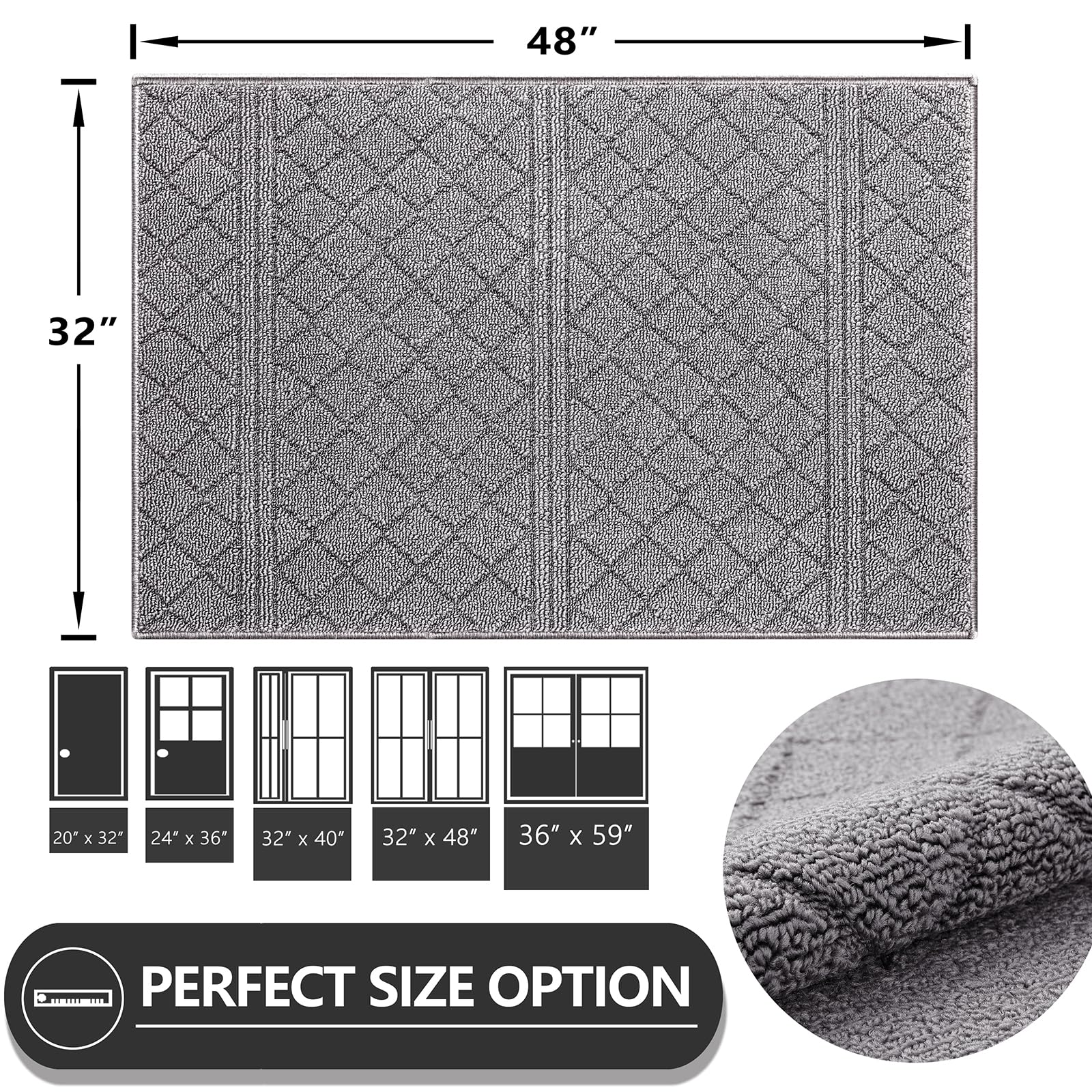 REFETONE mat beside shoes illustrating true 32x48 size and coverage