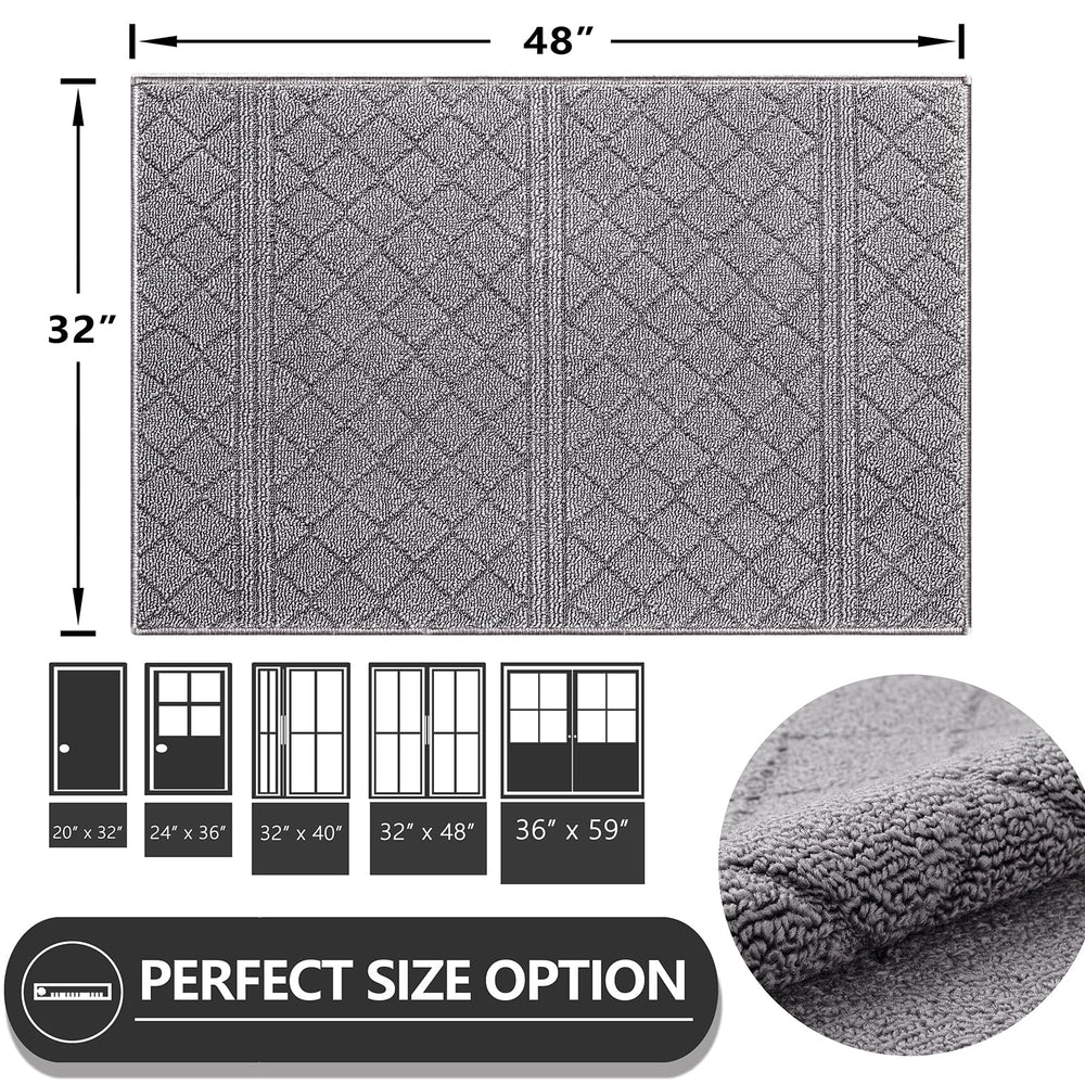 REFETONE mat beside shoes illustrating true 32x48 size and coverage