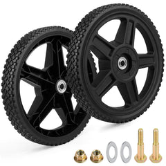 Refitial 12 inch wheel front view showing tire and hub, durable replacement benefit