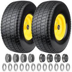 Refitial front packaging assembly showing complete 15x6.00-6 wheel benefit flat-free