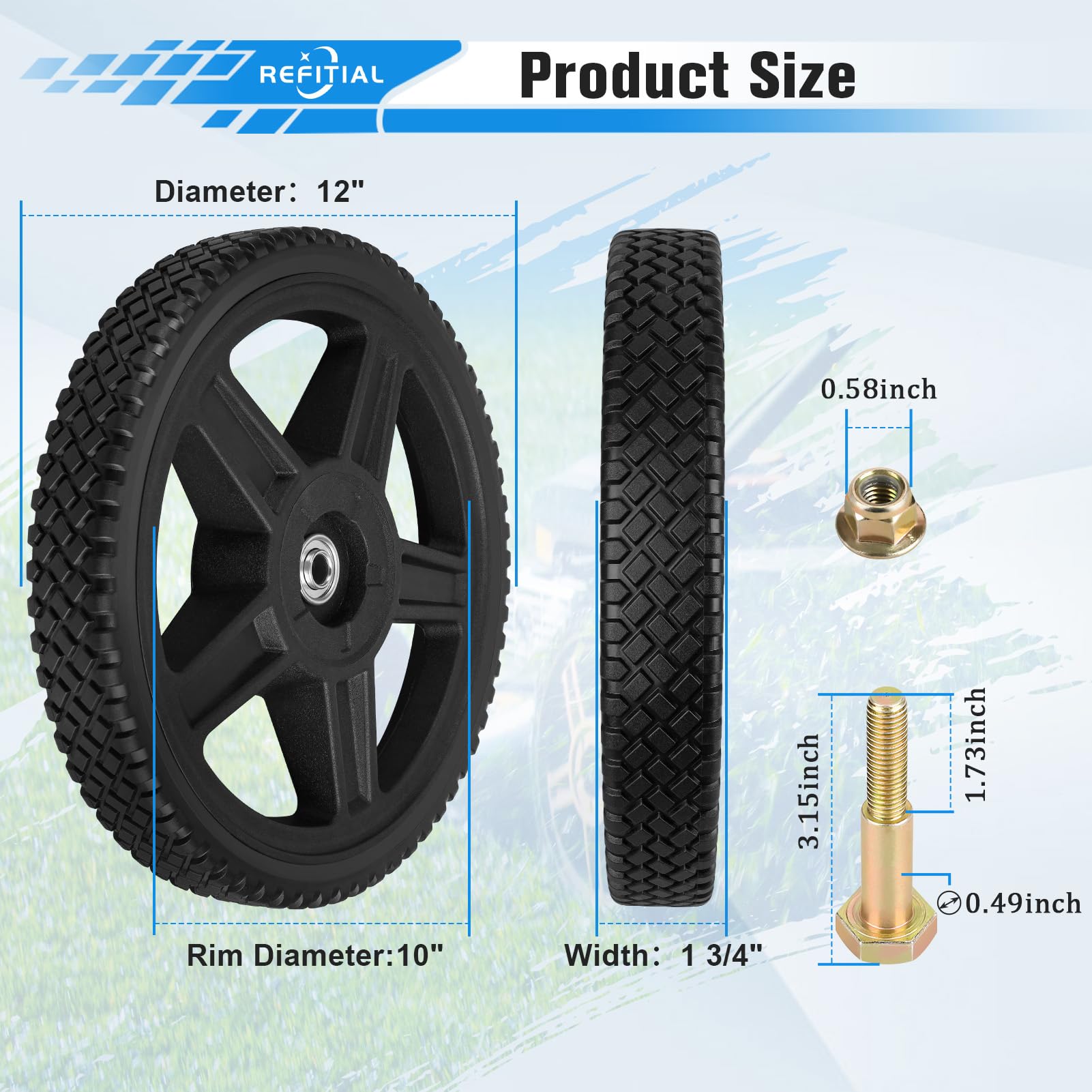 Refitial wheel hub close-up with bearings, smoother quiet rolling benefit