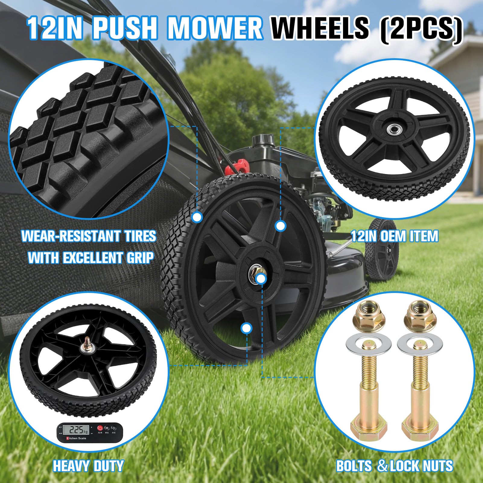 Refitial wheel mounted on a pressure washer frame, easy replacement benefit