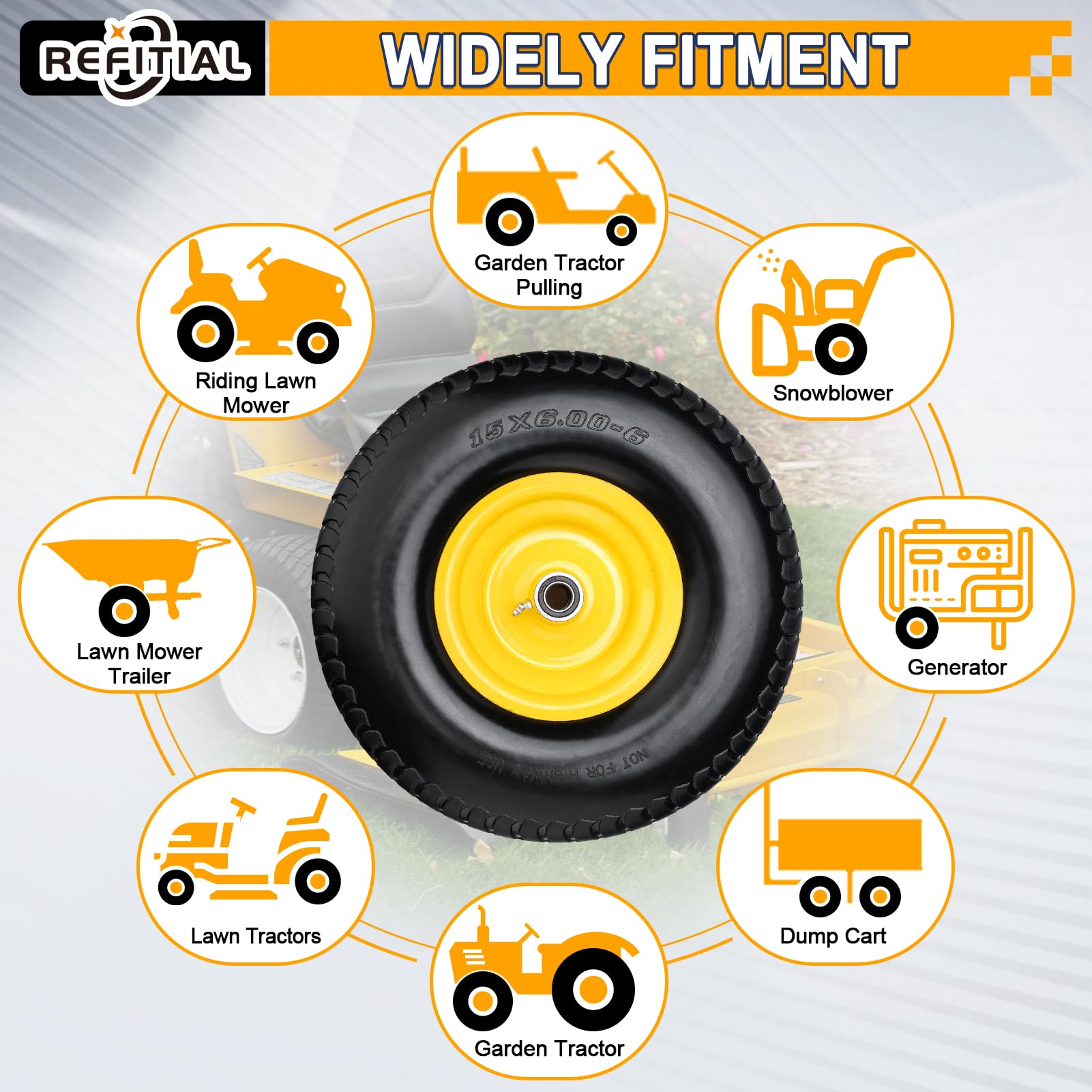 Refitial wheel beside ruler showing 15" diameter for accurate size confirmation benefit