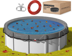 REGMICS front view of leaf net cover showing full 28ft spread and neat packaging benefit