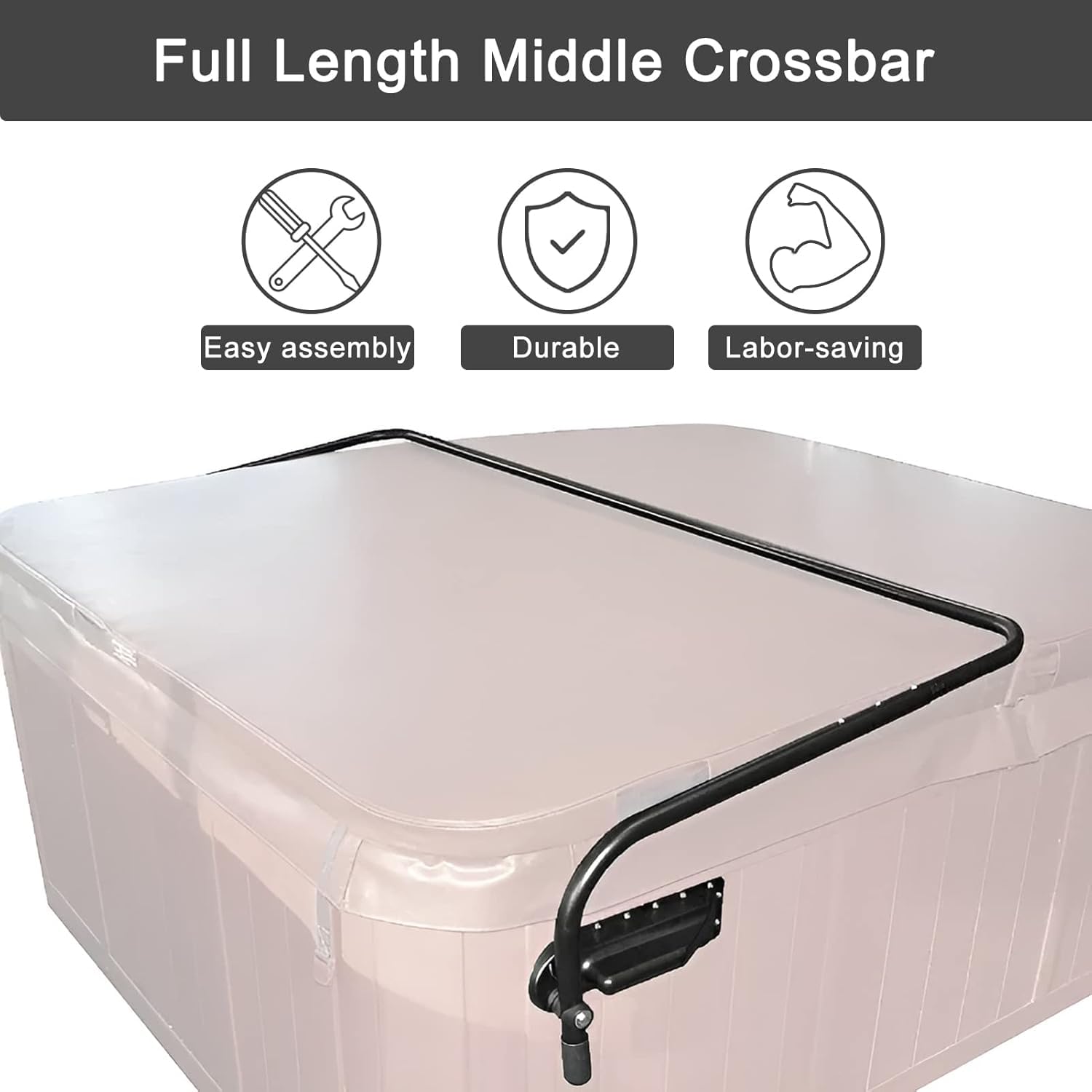 REGMICS in-use image of one person smoothly opening spa cover with lift