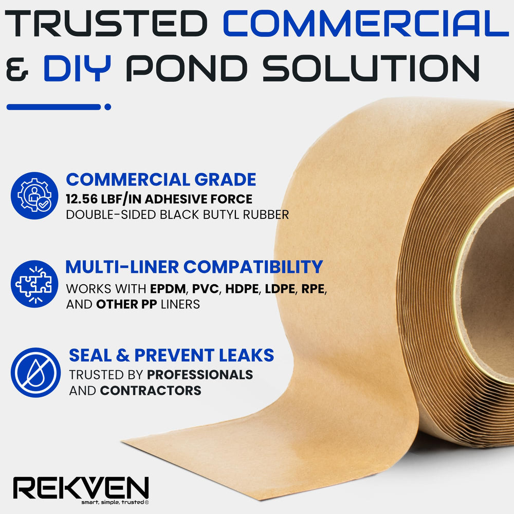 REKVEN application demo on EPDM liner showing simple peel-and-press benefit