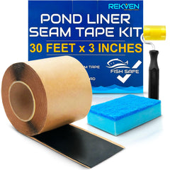 REKVEN front packaging showing tape roll, roller, and sponge for quick repairs