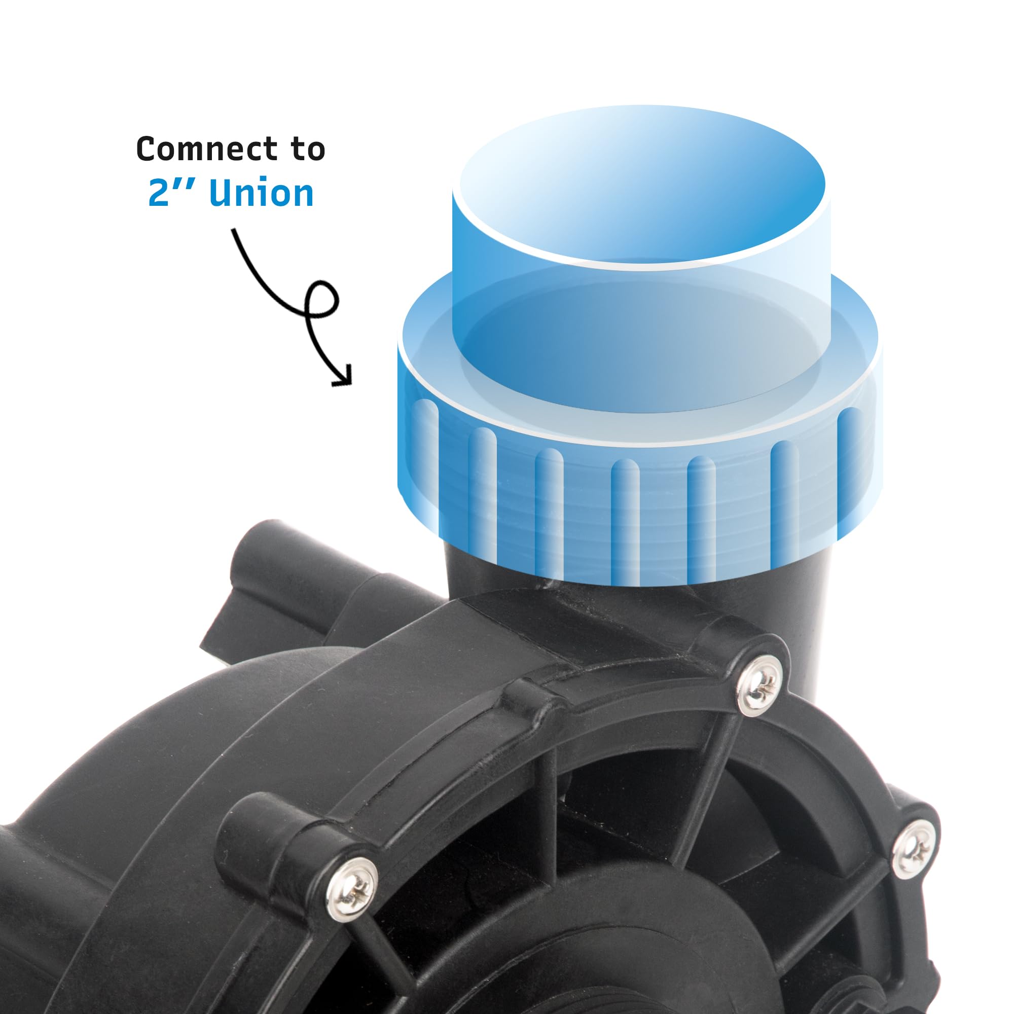 RELAAX WATER side view of impeller housing showing volute shape for improved flow