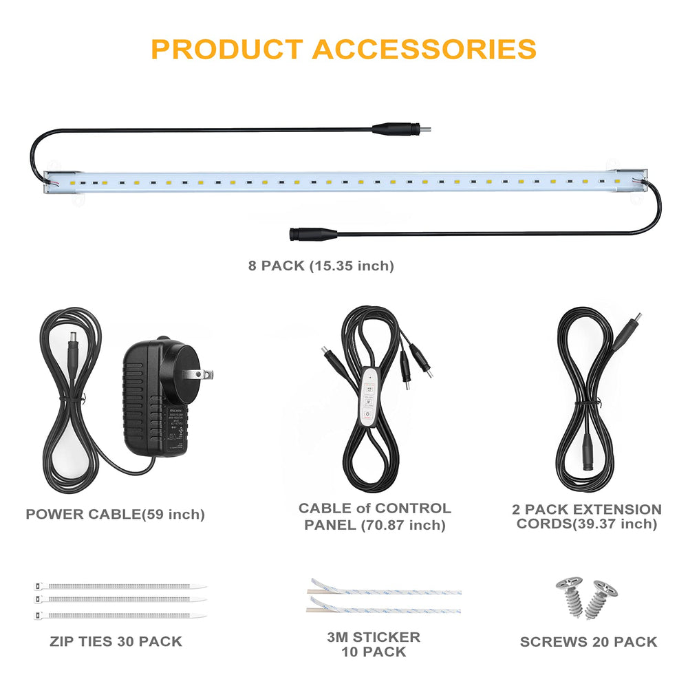 Relassy accessories layout with screws ties and cords for easy install benefit