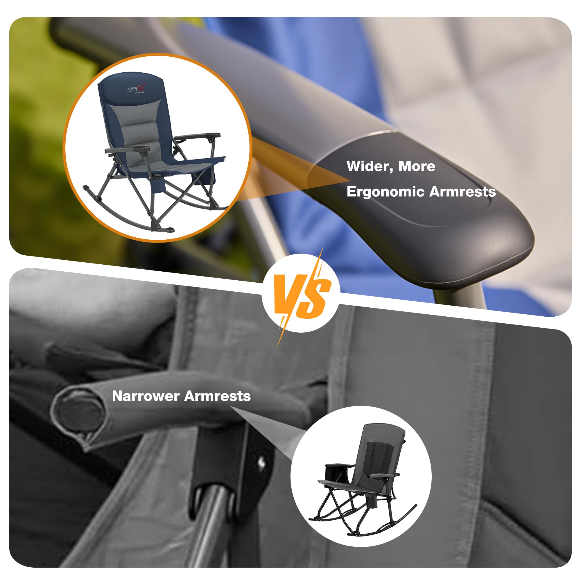 RELAX FIELD steel frame detail highlighting rust-resistant coating for longevity