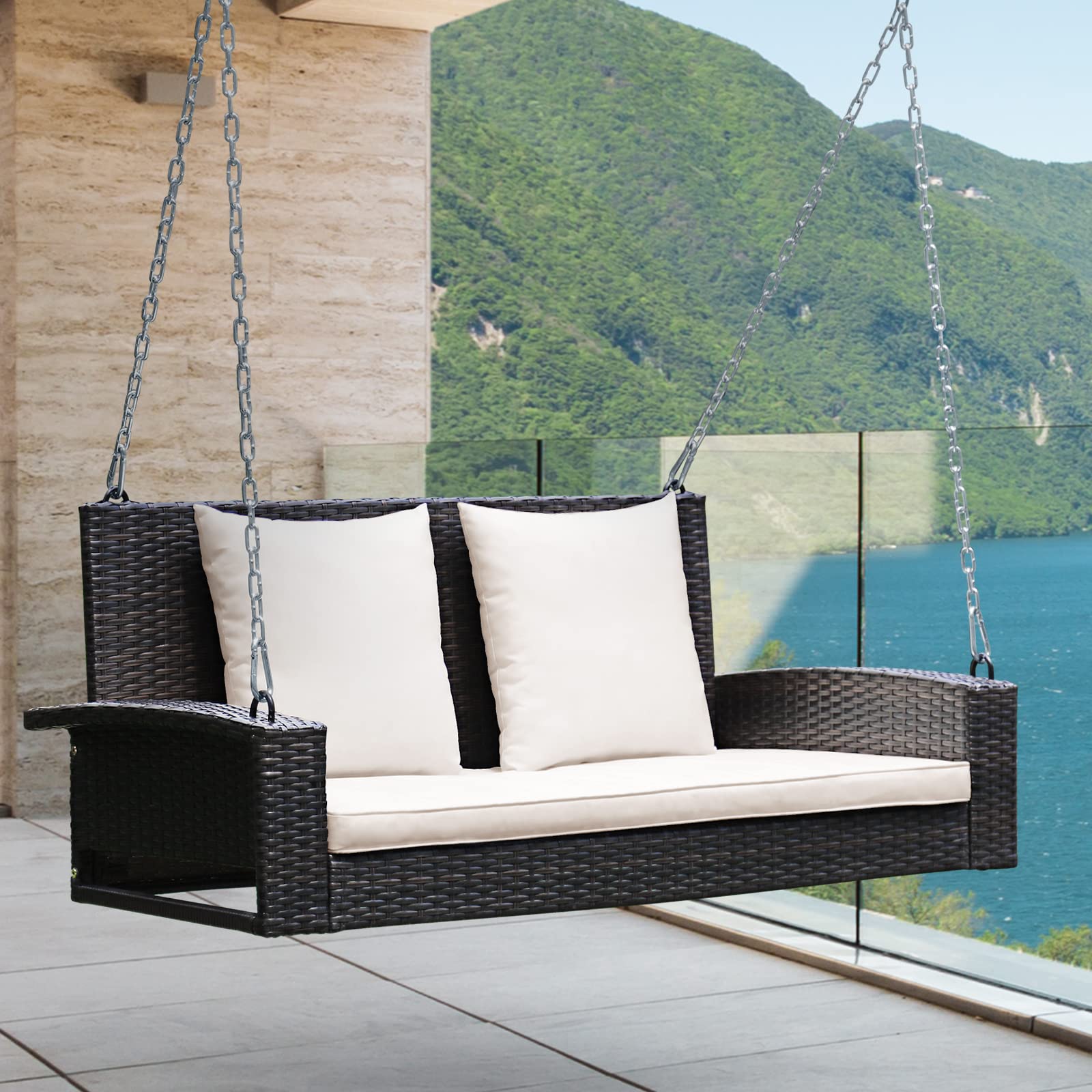 RELAX4LIFE close-up of beige PE rattan weave highlighting durable texture