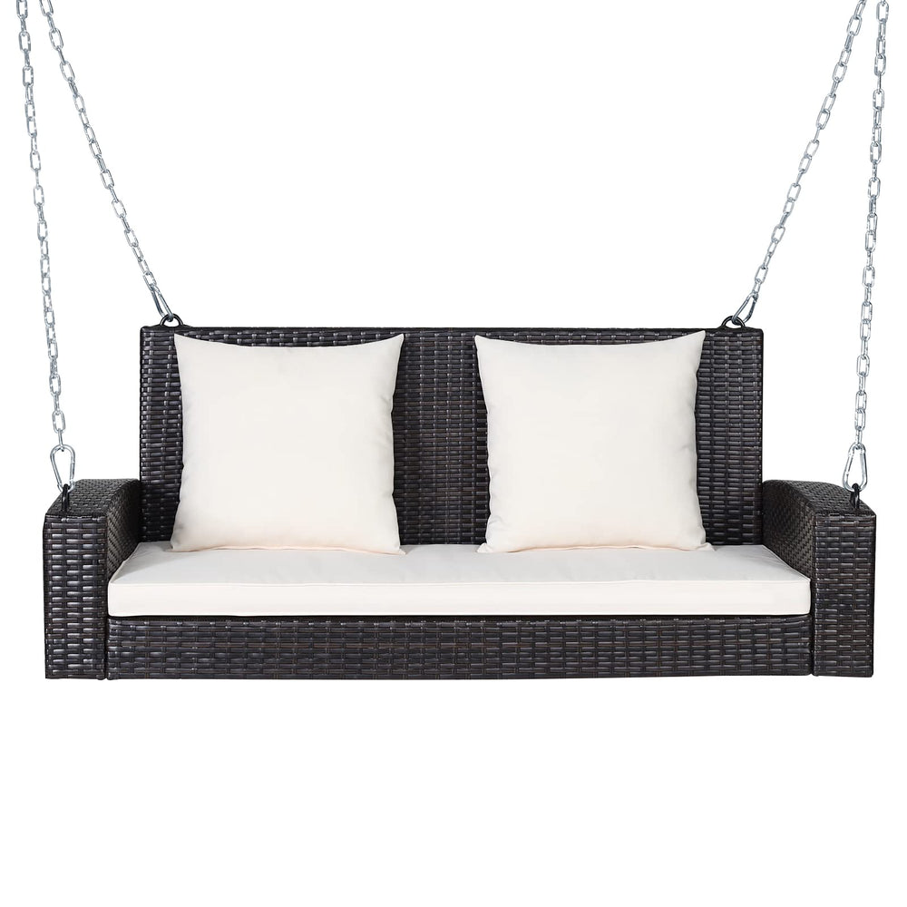 RELAX4LIFE front view of two-seat porch swing showing comfortable cushions