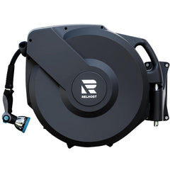 Relhost front view of wall-mounted reel showing compact storage and neat appearance