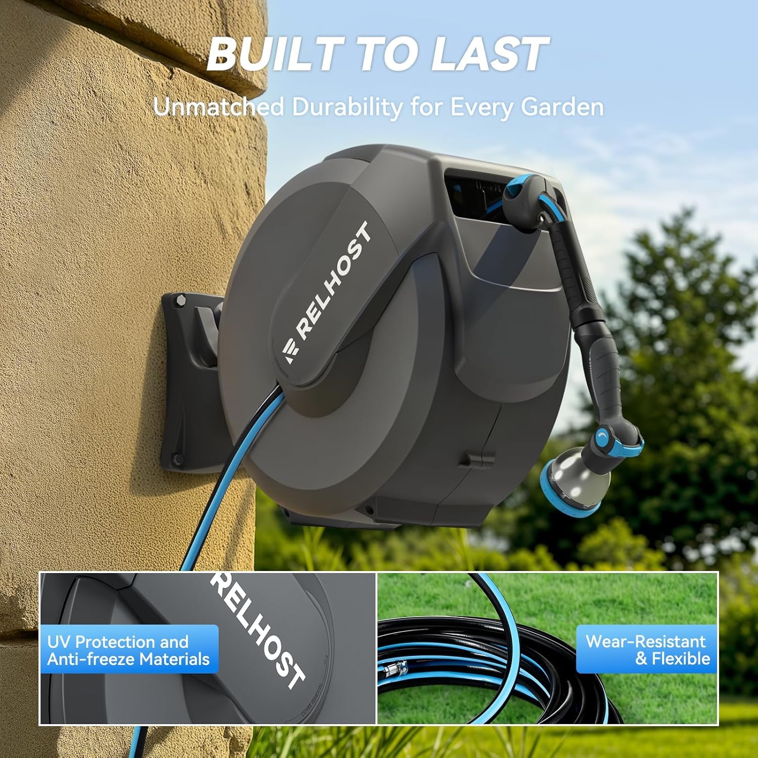 Relhost 10-pattern nozzle in hand showing spray versatility for tasks