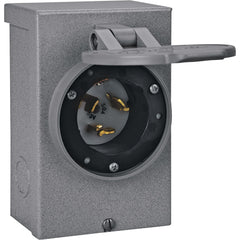 Reliance Controls PB50 front panel showing inlet and protective cap for secure outdoor hookup