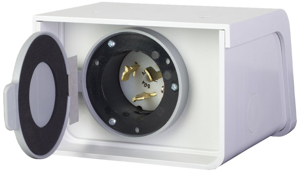 Reliance Controls PBN50 front inlet showing cover and weatherproof benefit