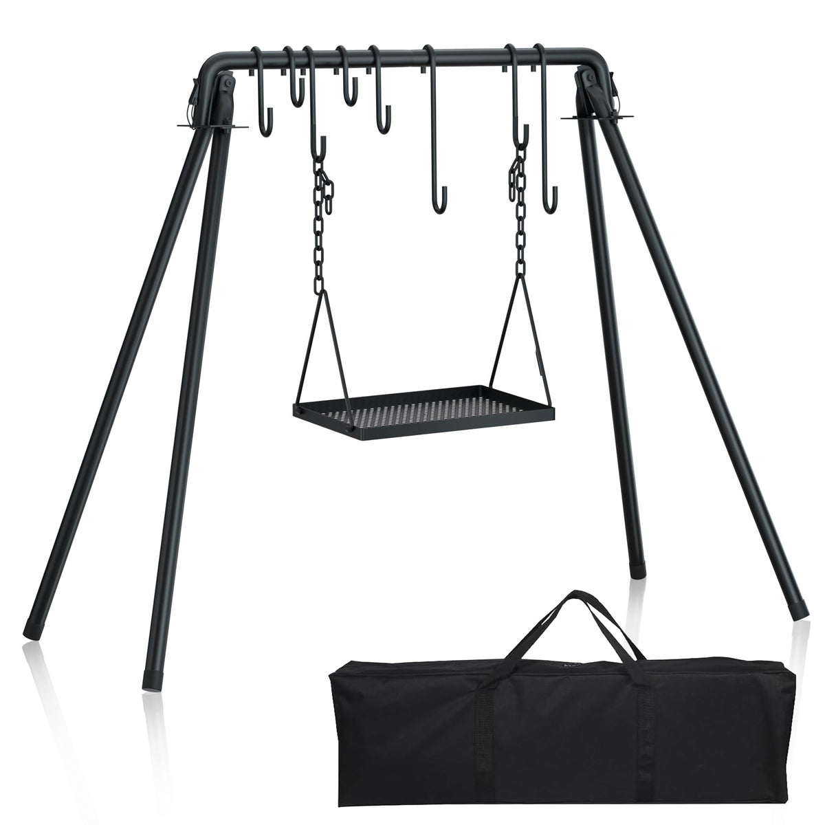 RELIANCER front assembled grill showing sturdy A-frame stability and easy setup