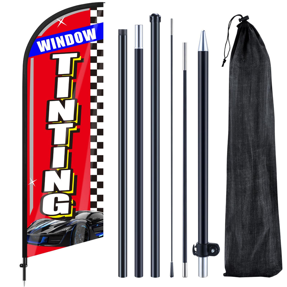 Remagr front view of 7ft feather flag showing high visibility